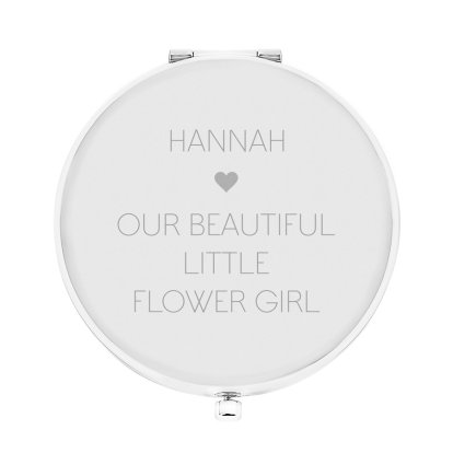 Personalised Silver Plated Compact Mirror - Flower Girl