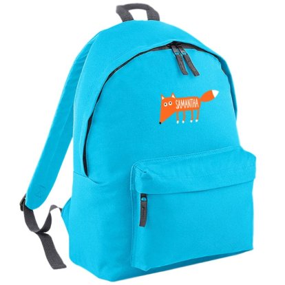 Fox Personalised Blue Backpack
