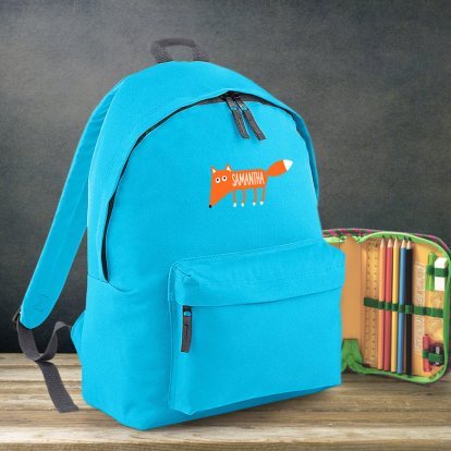 Fox Personalised Blue Backpack