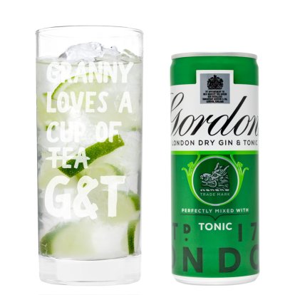 G&T is Not Tea Engraved Glass & Gordon's Gin Gift Set