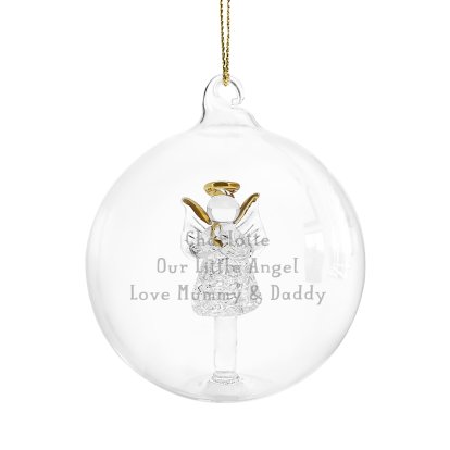 Personalised Glass Angel Christmas Bauble