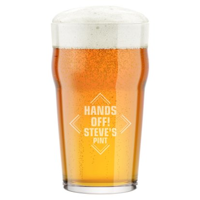Hands Off Personalised Traditional Pint Glass