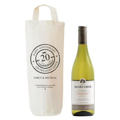 Happy Anniversary Personalised Cotton Bottle Bag