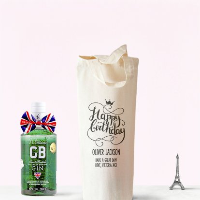 Happy Birthday Personalised Cotton Bottle Bag