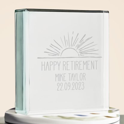 Happy Retirement Engraved Glass Keepsake 