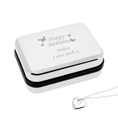 Heart Necklace in Happy Birthday Butterflies Box 