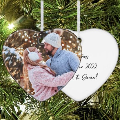 Heart Photo Christmas Tree Decoration & Custom Text 