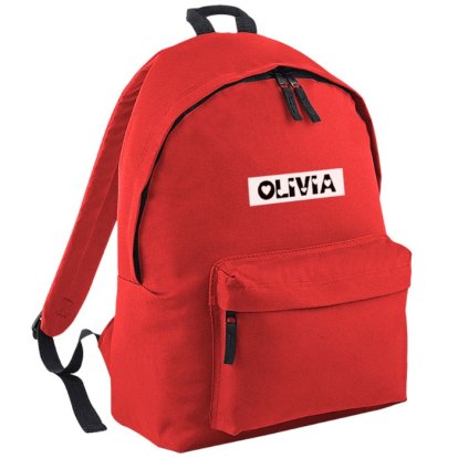 Hearts Name Personalised Red Backpack 