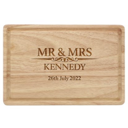 Heritage Wedding Mr and Mrs Personalised Rectangular Chopping Board