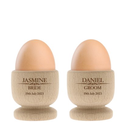 Heritage Wedding Personalised Wooden Egg Cup Set 