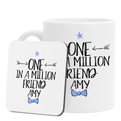 He's One in A Million Personalised Mug and Coaster Set