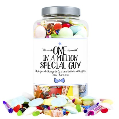 He's One in A Million Personalised Retro Sweet Shop Jar 