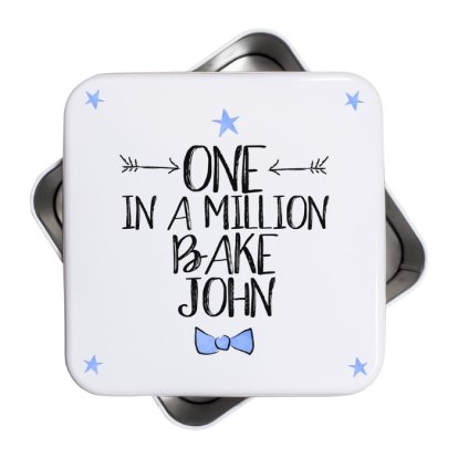 He's One in A Million Personalised Square Cake Tin