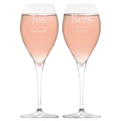 His and Hers Personalised Royale Wine Glass Set