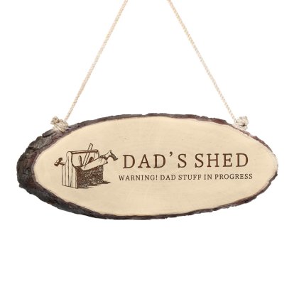 His Shed Engraved Log Sign