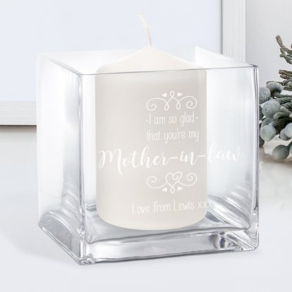 I Am So Glad That You’re My... Engraved Glass Candle Holder