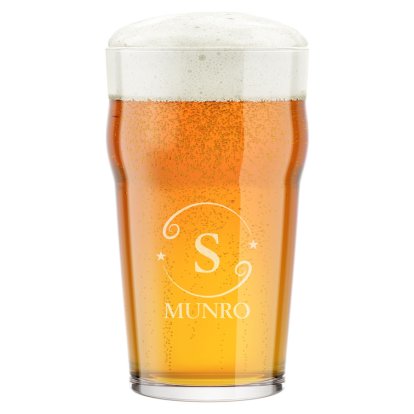 Initial and Name Personalised Traditional Pint Glass