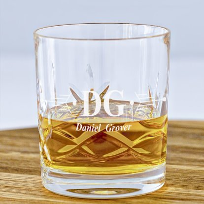 Initials and Name Personalised Cut Glass Whisky Glass