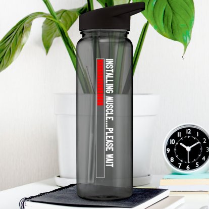 Installing Muscles Personalised Black Gym Bottle 
