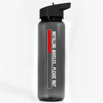 Installing Muscles Personalised Black Gym Bottle