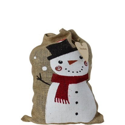 Jute Snowman Sack with Personalised Name Tag