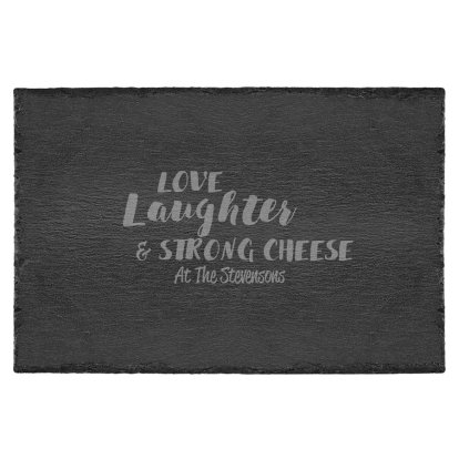 Love and Laughter Engraved Large Slate Cheese Board