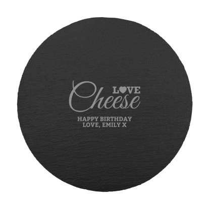 Love Cheese Personalised Round Slate Cheeseboard