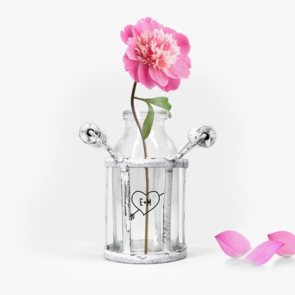 Love Initials Personalised Mini Bottle Vase & Basket