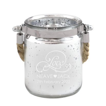 Love Personalised Glitter Candle Holder