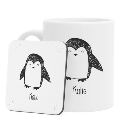 Master Penguin Personalised Mug and Coaster Set