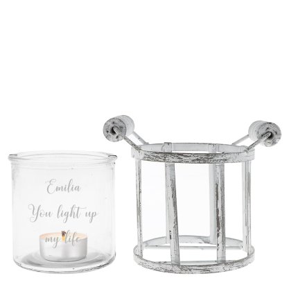 Message Personalised Shabby Candle Holder