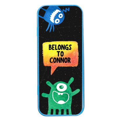 Monsters Personalised Blue Pencil Tin