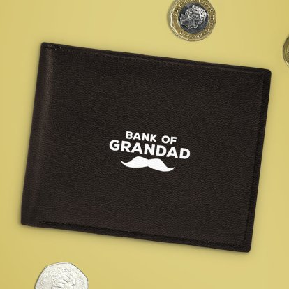 Moustache Personalised Brown Leather Wallet