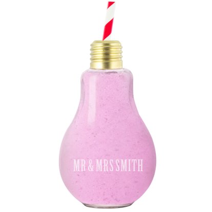 Mr and Mrs Personalised Retro Light Bulb Glass