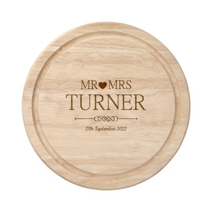 Mr and Mrs Personalised Round Chopping Board