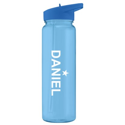 Name and Star Personalised Blue Water Bottle 