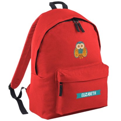 Owl Personalised Red Backpack
