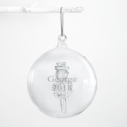 Perosonalised Snowman Glass Bauble - Name & Year 