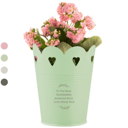 Perrsonalised Heart Cut Out Message Planter