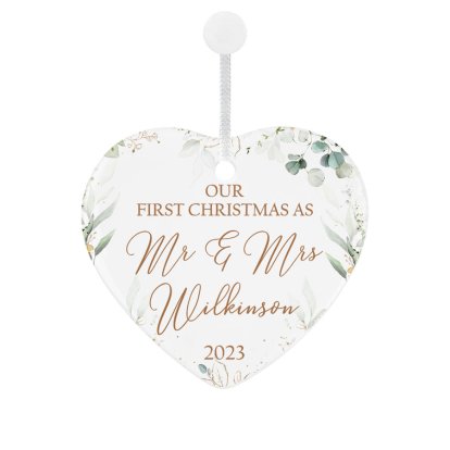 Personalised 1st Christmas Ceramic Heart Decoration - Couples