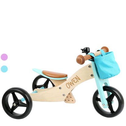 Personalised 2 in 1 Wooden Toddler Balance Tricycle 