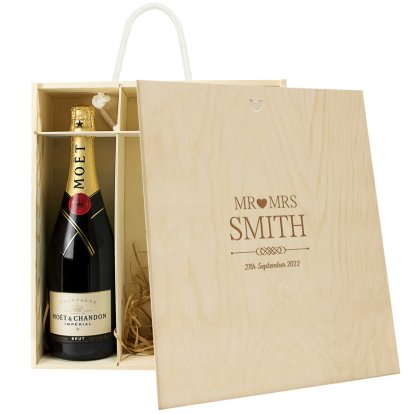 Personalised 3 Bottle Wine Box - Mr and Mrs