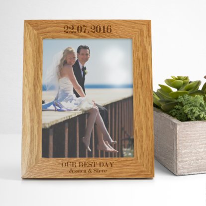 Personalised 6x8 Size Oak Picture Frame - Best Day 