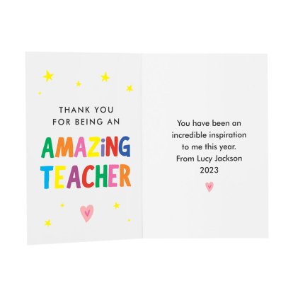 Personalised Amazing Teacher Message Card