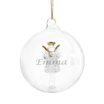Personalised Angel Glass Bauble - Any Name 