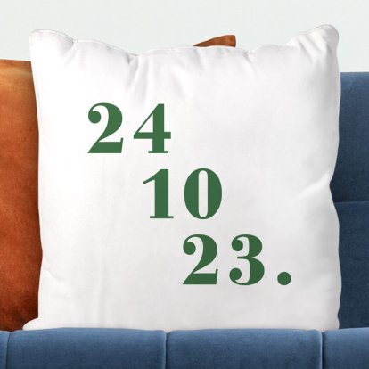 Personalised Anniversary Date Cushion Cover - Green 