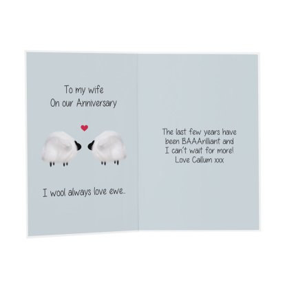 Personalised Anniversary Message Card - Cotton Sheep 
