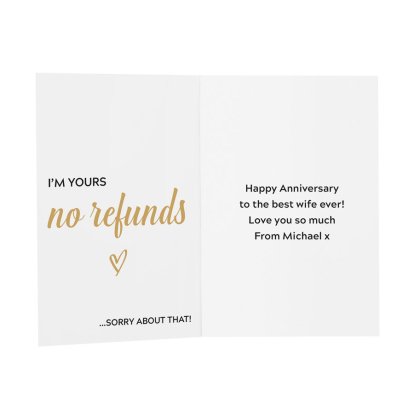 Personalised Anniversary Message Card -  No Refunds