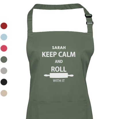 Personalised Apron for Her - Keep Calm and Roll With It