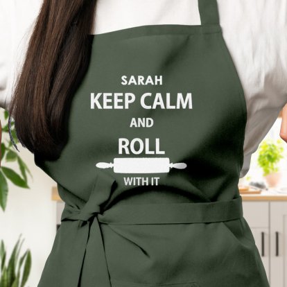 Personalised Apron for Her - Keep Calm and Roll With It